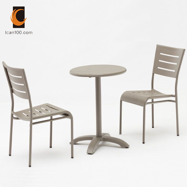 Wholesale Aluminum Dining Table And Chairs Set Outdoor silla para restaurante Metal  Outdoor Bistro Dining Furniture Set