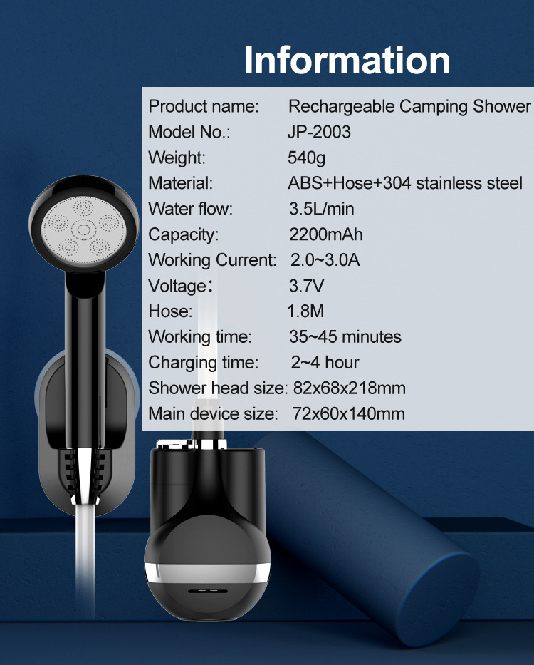 Portable Toilet Outdoor 12V Camping Shower Pump Set Rechargeable Battery Electric Pressure Handheld Camping Shower