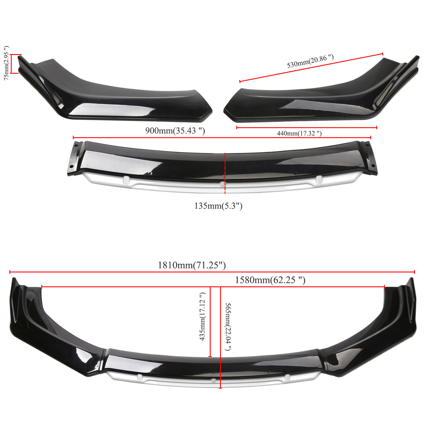 Hot sale Factory Direct Auto Accessories Parts Universal Front Bumper Lip Diffuser Splitter Universal Body Kits For All Car