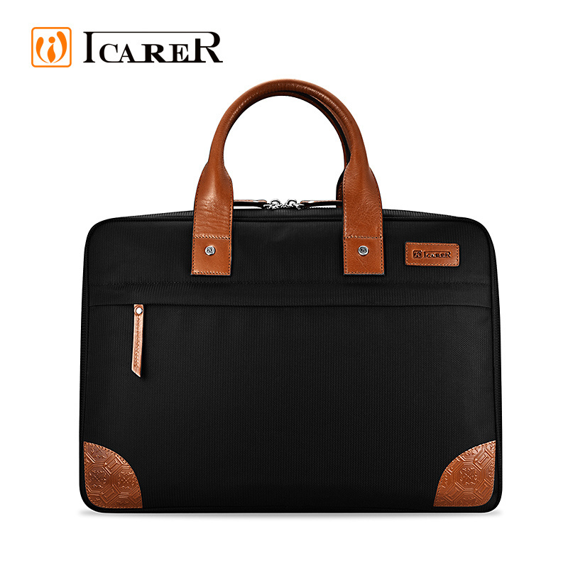 Icarer  Briefcases Genuine Leather Bags  Factory Eco Friendly Recycled Leather Briefcase and Leather for Men and Fashion Men OEM