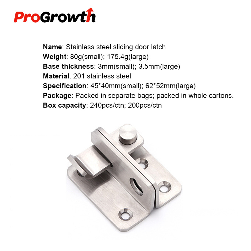 304 Stainless Steel Large Door Latch Right Left Furniture Hardware Anti Theft Safety Bolt Room Window Lock Catch Hasp