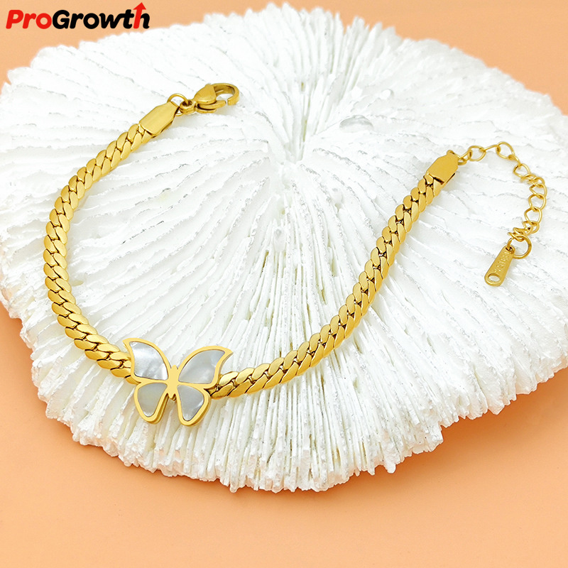 Fashion Jewelry Stainless Steel Butterfly Bracelet Women Trendy Design Gold Plated Charm Bracelet Korean Jewelry