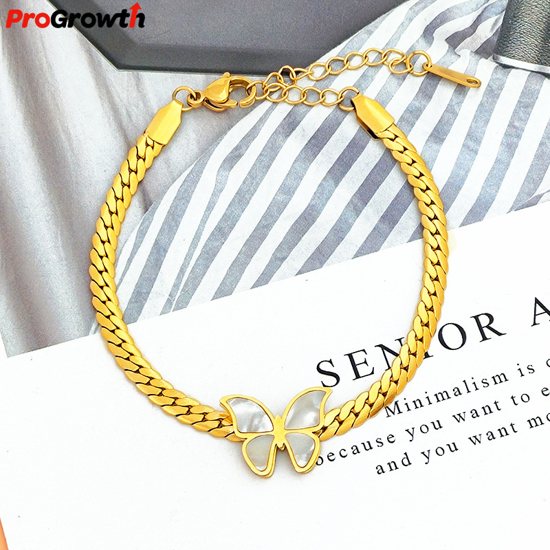 Fashion Jewelry Stainless Steel Butterfly Bracelet Women Trendy Design Gold Plated Charm Bracelet Korean Jewelry