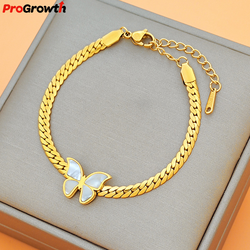 Fashion Jewelry Stainless Steel Butterfly Bracelet Women Trendy Design Gold Plated Charm Bracelet Korean Jewelry