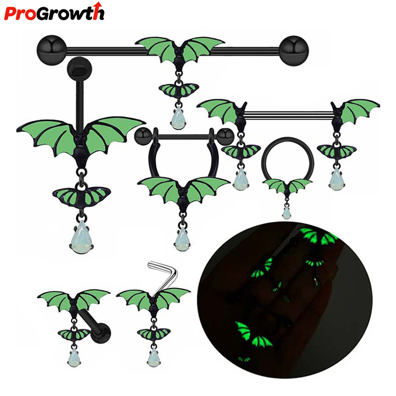 Luminous Bat Wing Navel Ring Piercing Jewelry Navel Nail Droplet Nipple Rings Studs Earrings Other Trend Jewelry Stainless Steel