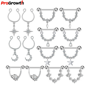 Zircon Star Nipple Ring Piercing Jewelry Fashion Sexy Earring Stainless Steel Stud Hoop Rings Nose