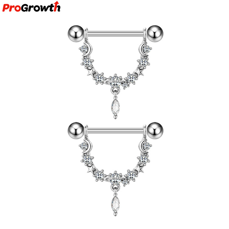 Zircon Star Nipple Ring Piercing Jewelry Fashion Sexy Earring Stainless Steel Stud Hoop Rings Nose