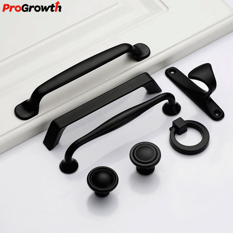 Aluminum Alloy Drawer Cabinet Door Handle Furniture Hardware Accessories American Black Wardrobe Handles Kitchen Fitting Knobs