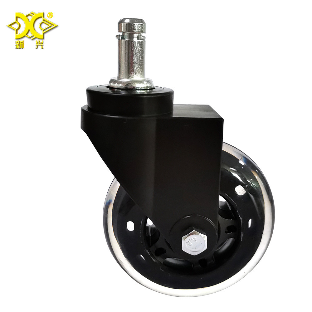 New Arrival 3 Inch Black PU Casters Furniture Rubber  Swivel Caster Wheels Furniture Office Chair Replacement