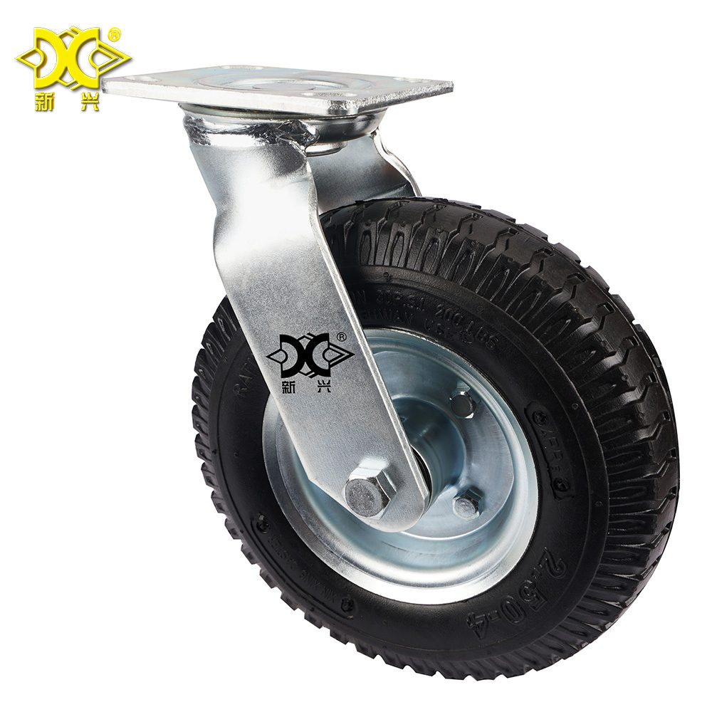 8 Inch Pneumatic Rubber Wheel Plate Swivel Caster Wheels Hotel Hardware Luggage Trolley Cart Accessories Inflatable Caster