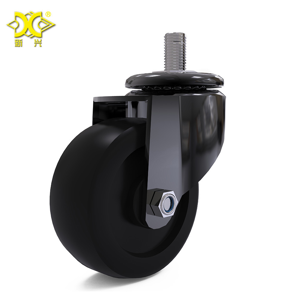 2 Inch Black PP Screw Stem Heavy Duty Caster Wheels Brake Casters High Quality Industrial Home Office Furniture Swivel Caster