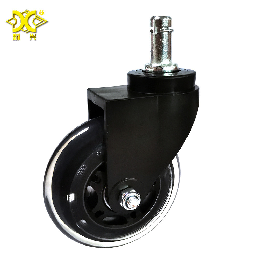 New Arrival 3 Inch Black PU Casters Furniture Rubber  Swivel Caster Wheels Furniture Office Chair Replacement