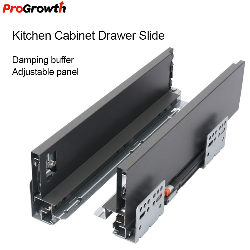 Upgraded Ultra-thin Buffered Damping Kitchen Drawer Slide Furniture Hardware Cabinet Adjustment Steel Plate Slide Rails