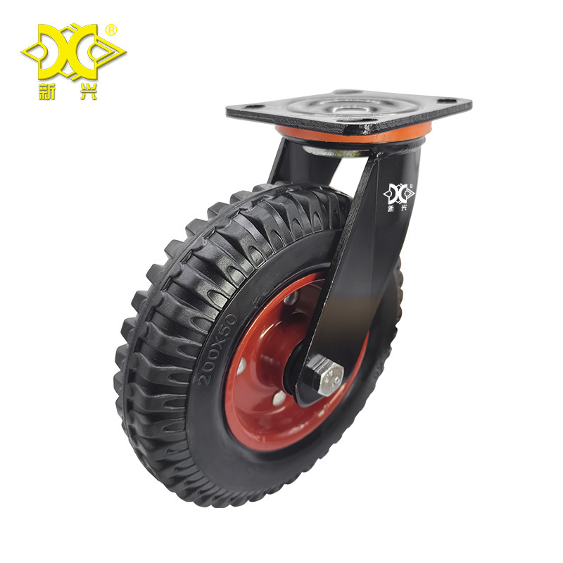 High quality Electroplating Heavy Duty 5/6IN 8 Inch Solid Core Rubber Wheel for Industrial Trolley Cart Equipments