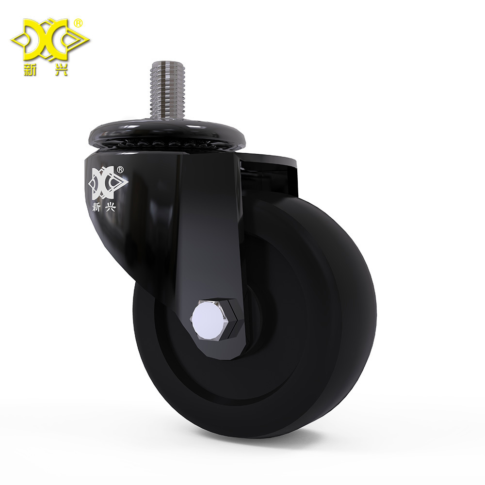 2 Inch Black PP Screw Stem Heavy Duty Caster Wheels Brake Casters High Quality Industrial Home Office Furniture Swivel Caster