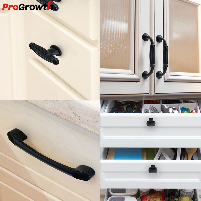 Aluminum Alloy Drawer Cabinet Door Handle Furniture Hardware Accessories American Black Wardrobe Handles Kitchen Fitting Knobs