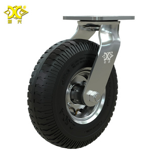 8 Inch Pneumatic Rubber Wheel Plate Swivel Caster Wheels Hotel Hardware Luggage Trolley Cart Accessories Inflatable Caster