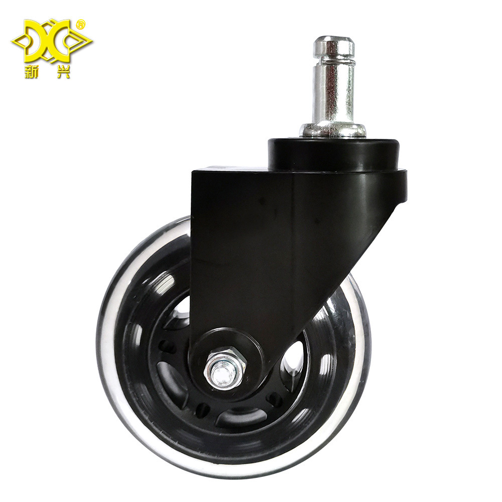 New Arrival 3 Inch Black PU Casters Furniture Rubber  Swivel Caster Wheels Furniture Office Chair Replacement