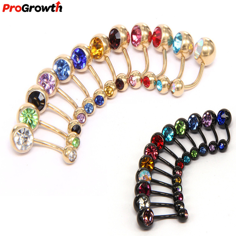 20 Color Stainless Steel Press Drill Navel Nail Body Chain Fashion Piercing Jewelry Navel Rings Threaded Belly Button Ring