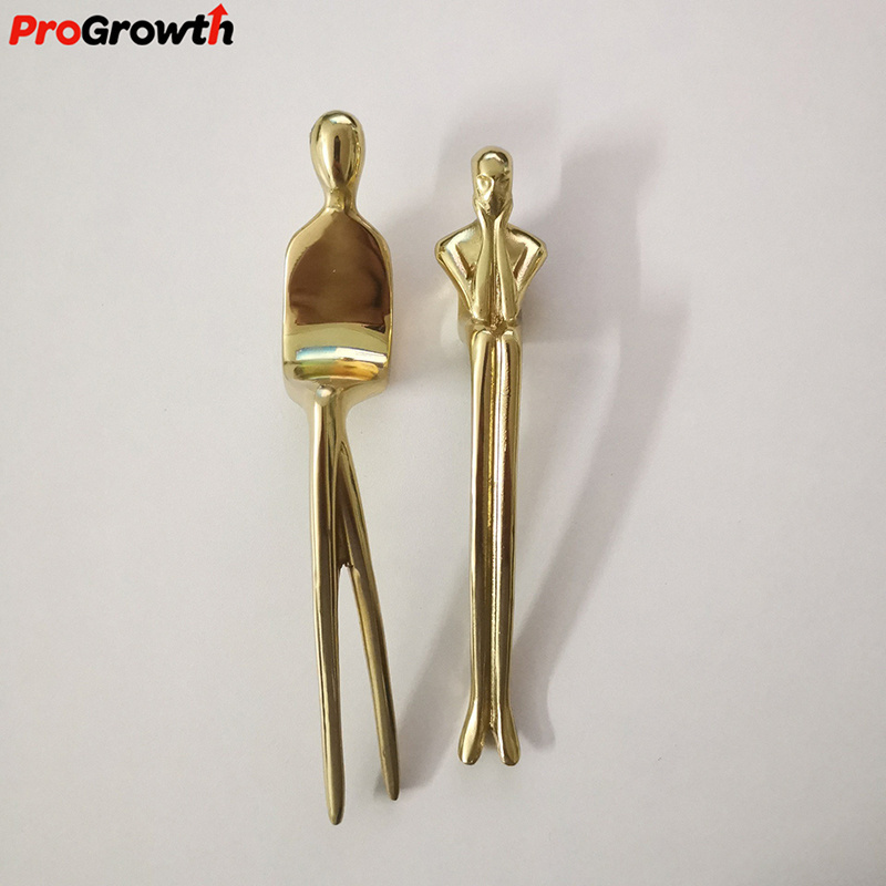 Brass Golden Men Abstract Furniture Hardware Bookcase Drawer Wine Cabinet Door Handle Solid Knobs