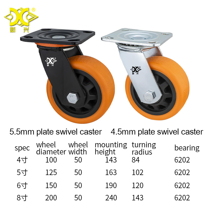 Heavy Duty 4/5/6/8 Inch PVC Universal Caster Wheels with Brake Manufacturer Wholesale