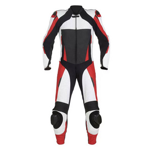 2022 Customized Motorbike Leather Suits cowhide leather red and black motorbike leather suit custom made racing Track suit