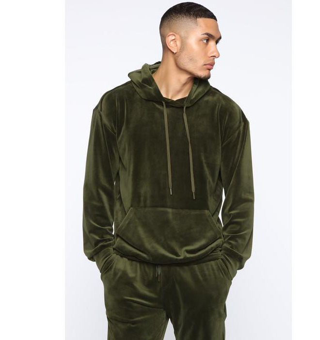 Latest Design Wholesale Blank Velour 2 Piece Winter Sweatsuit Jogging Sports Plain men Sweat Suit