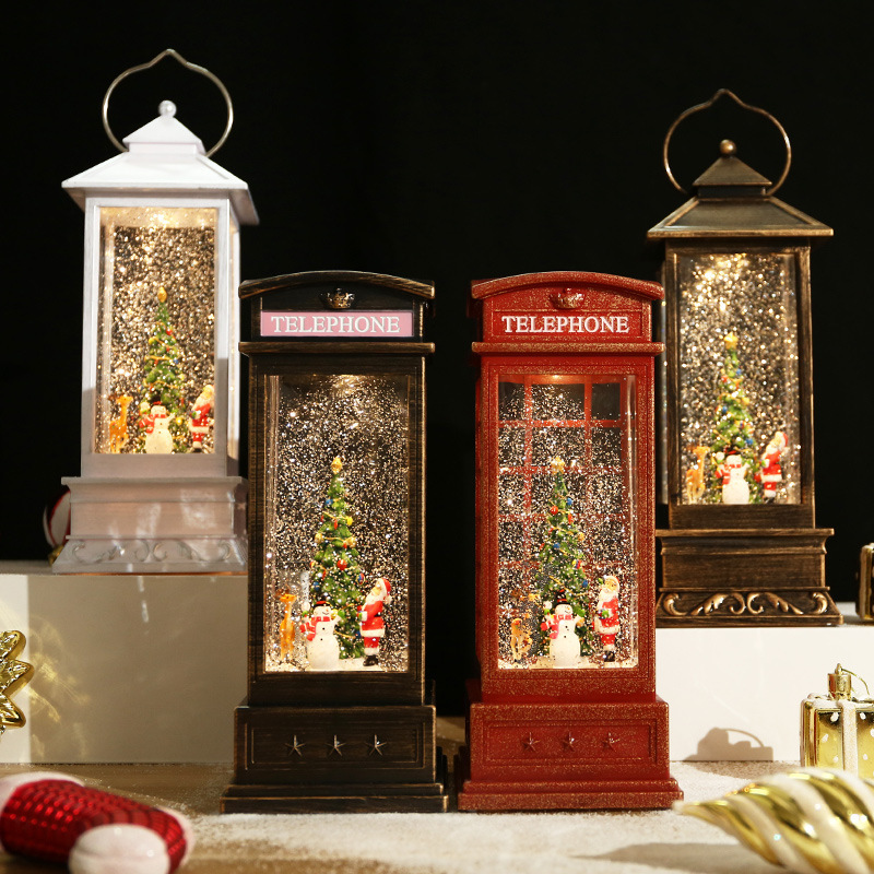 2024 Christmas Snow Globes LED Lantern with Music Box and Rotatable Christmas Tree Interior for Christmas Decoration and Gift