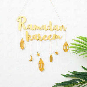 Diy Ramadan Decoration Eid Mubarak Letter Wall Hanging Decoration Living Room Background Wall Star Moon Decoration