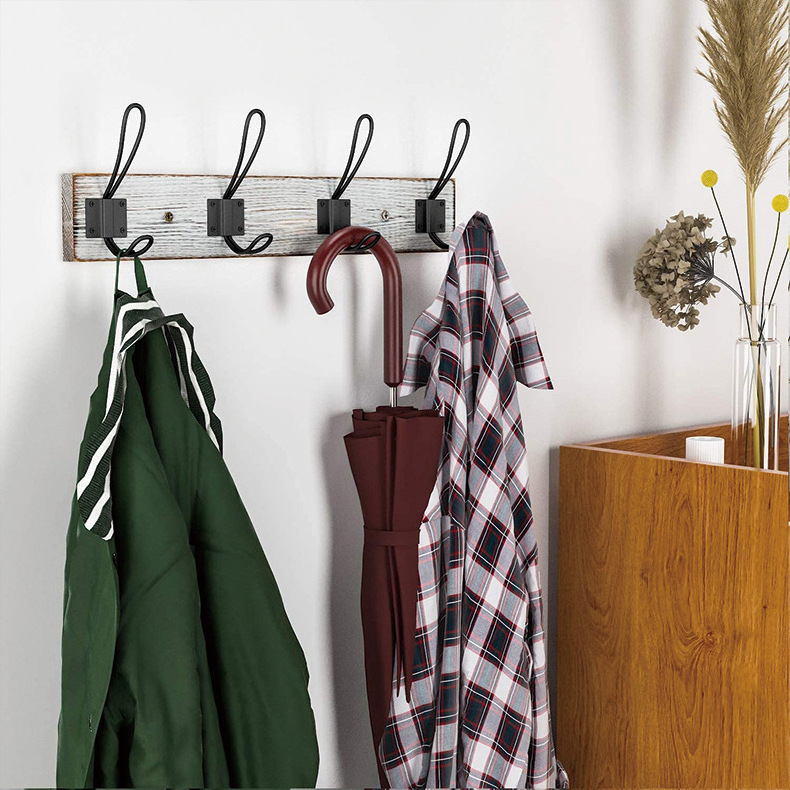 Solid Wooden Rustic Vintage Deco Hooks Coat Rack for Entryway Bedroom Kitchen