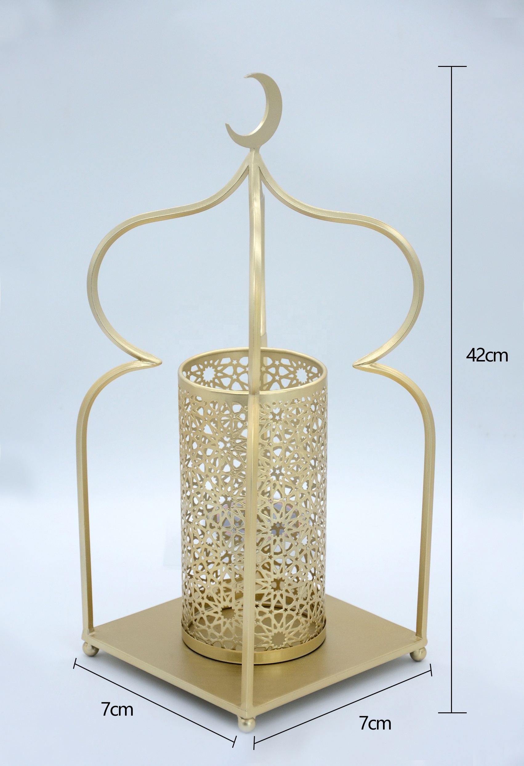 2022 Ice Orange New Design Series Ramadan Iron Candle Holder Ramadan Lantern for Home Decor