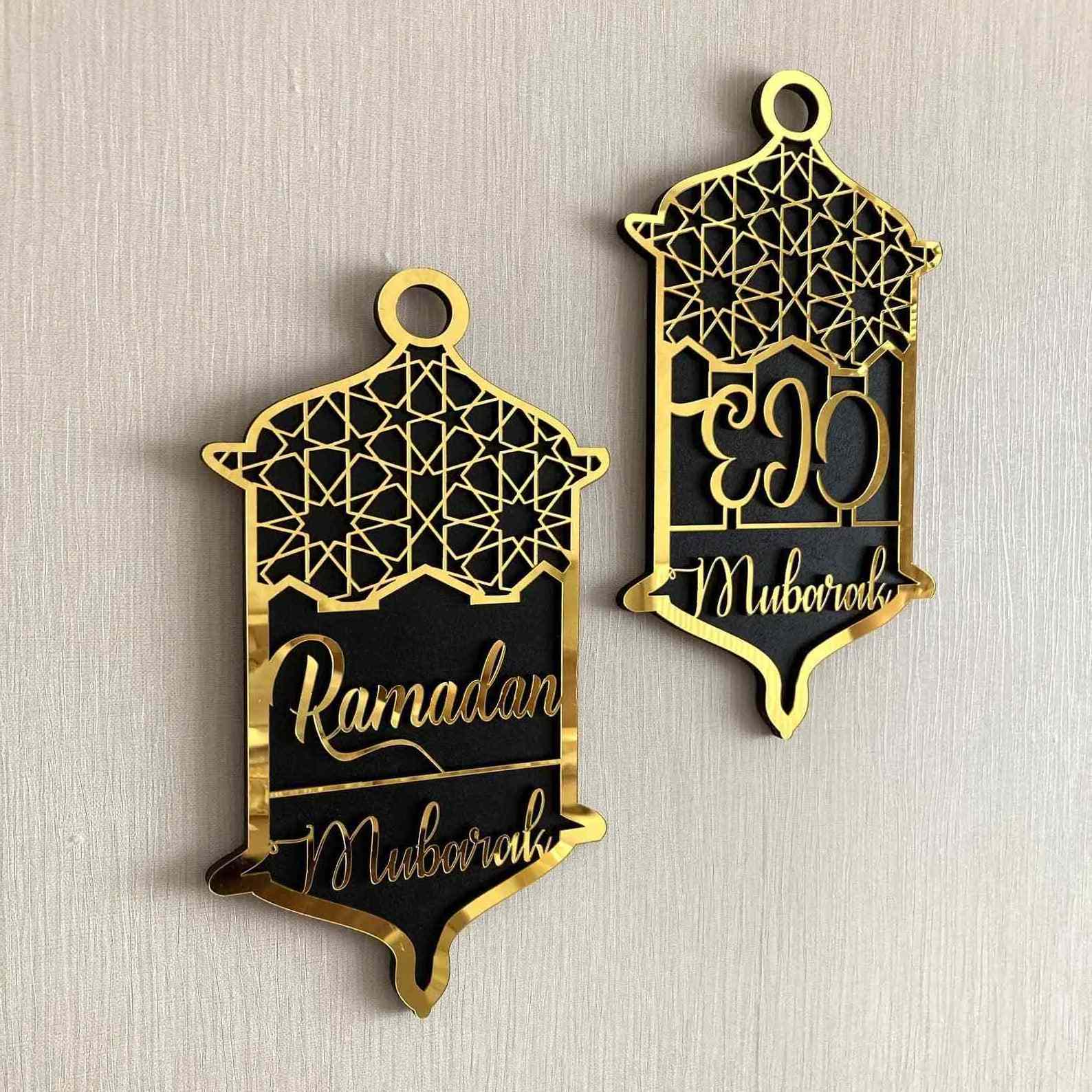 New Trending Muslim Decoration Islamic Wall Art Ramadan Mubarak Eid Mubarak Sign Wooden Acrylic Wall Decor Eid Decoration