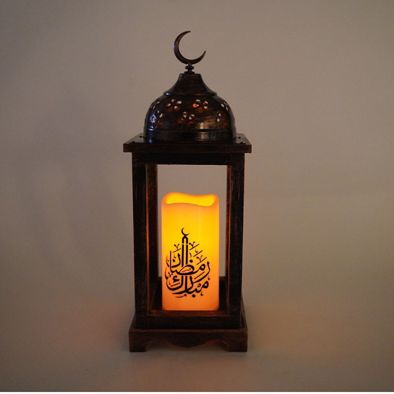 Ramadan Lantern 2022 Muslim Ramadan Wooden Wind Lantern Craft Arabian Lantern Eid Decorative Lighting