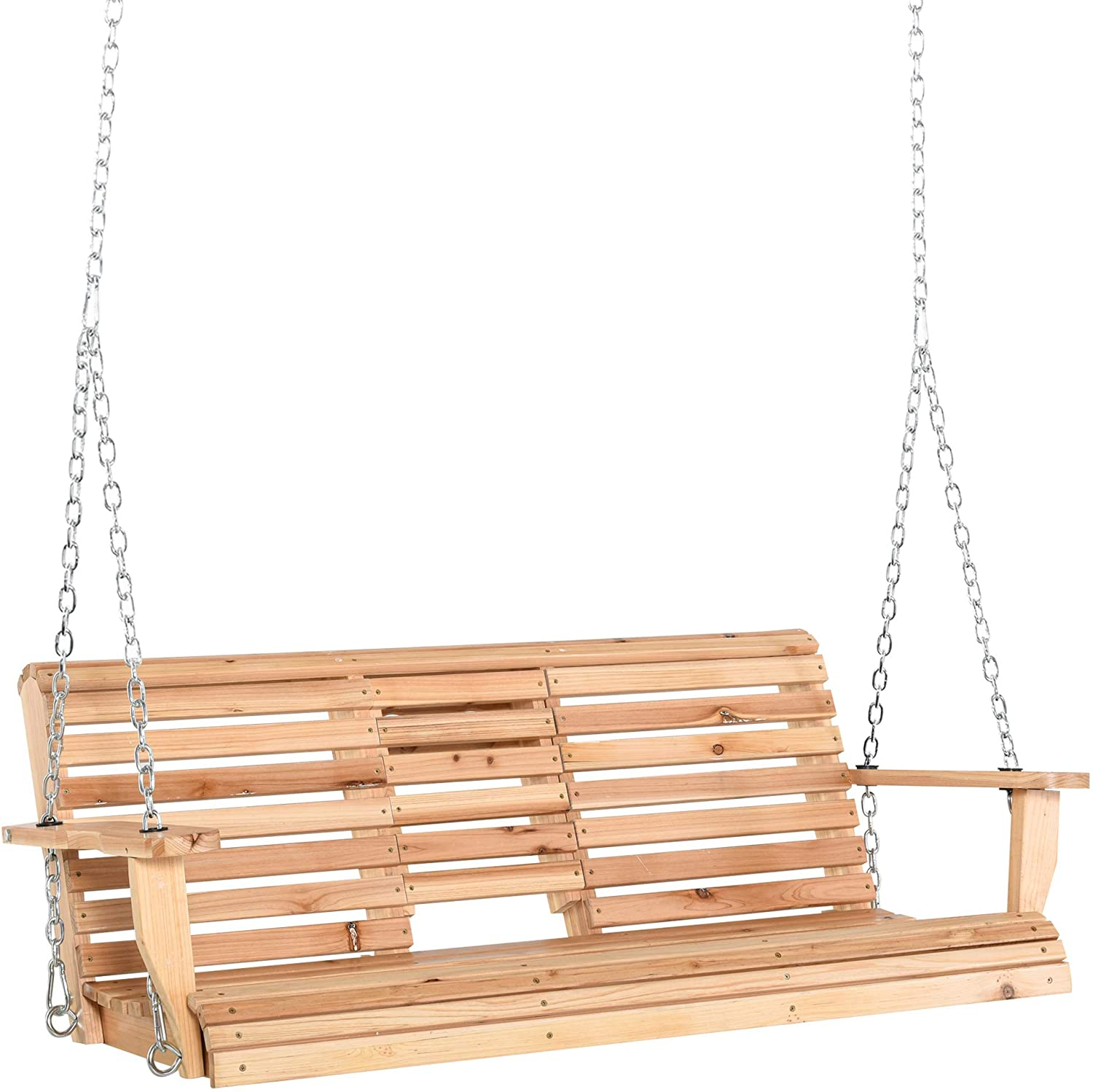 Eco-friendly Patio Wooden  Hanging Swing Chair with Ropes for Outdoor Garden