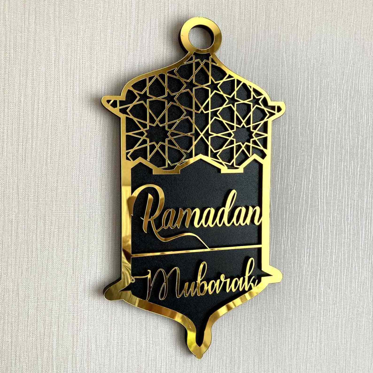 New Trending Muslim Decoration Islamic Wall Art Ramadan Mubarak Eid Mubarak Sign Wooden Acrylic Wall Decor Eid Decoration