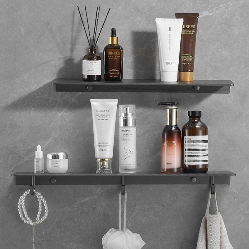 Aluminium Alloy Minimalism Design Bathroom Rack Gray Shelving Tray Simple Partition for Shower Room Bathroom Storage Shelve