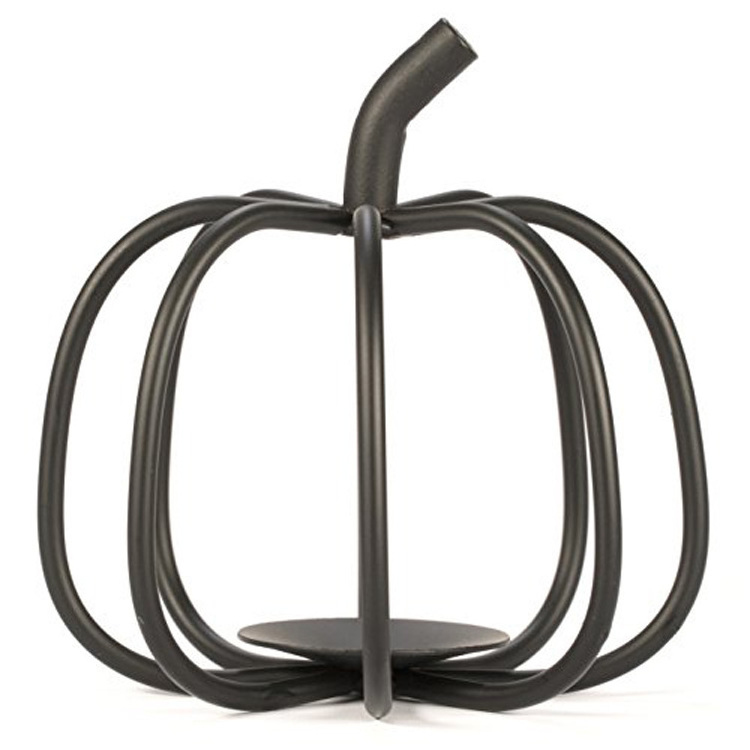 2023 Black Wire Pumpkin Shape Fancy Design Tealight Metal Candlestick  Holder for Home Lights Festival Halloween Decor