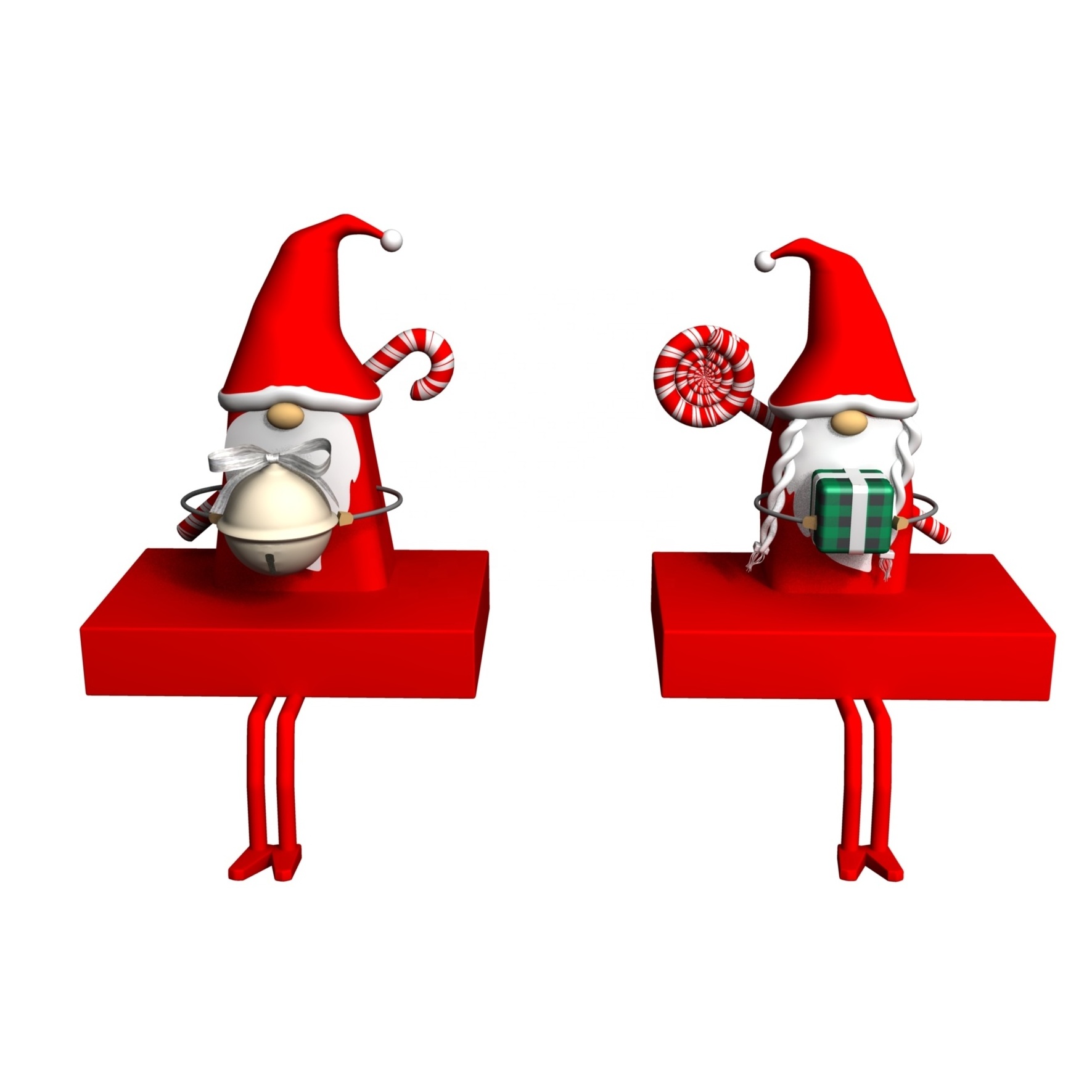 Set of 2 Fireplace Decorations Christmas Stocing Holder Metal Santa Clause Stocking Holder for Home Fireplace Hooks