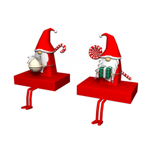 Set of 2 Fireplace Decorations Christmas Stocing Holder Metal Santa Clause Stocking Holder for Home Fireplace Hooks