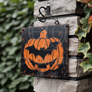 Halloween Metal Door Hanging Decor Board Front Door Decorative Board Wall Hanging Home Decoration