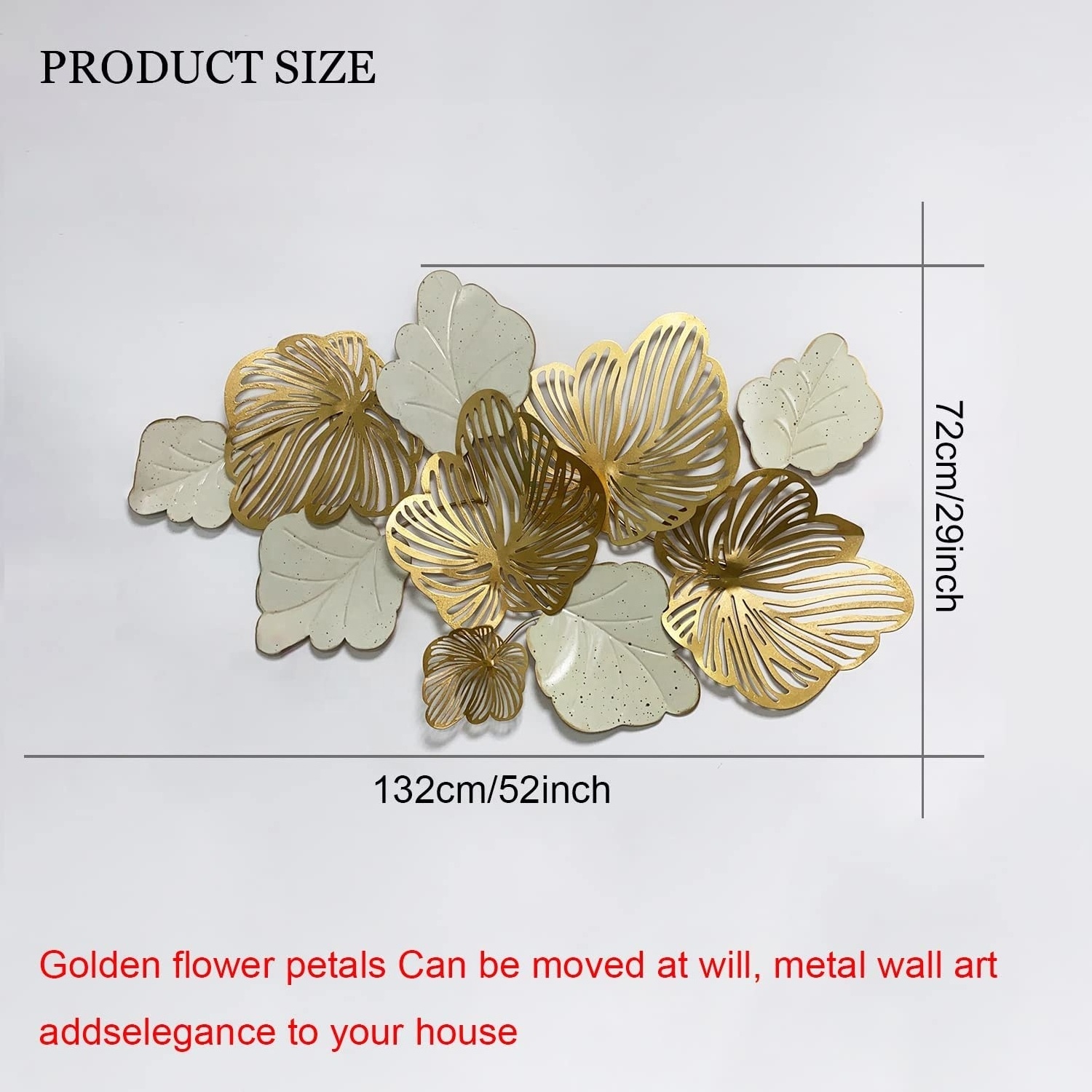 3D Metal Wall Decor Art Leaves, Modern Gold Home Decor Wall Sculptures 