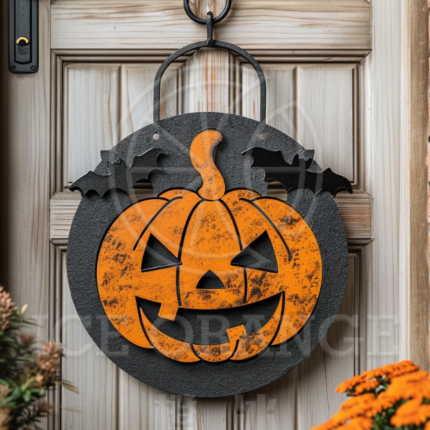 Halloween Metal Door Hanging Decor Board Front Door Decorative Board Wall Hanging Home Decoration