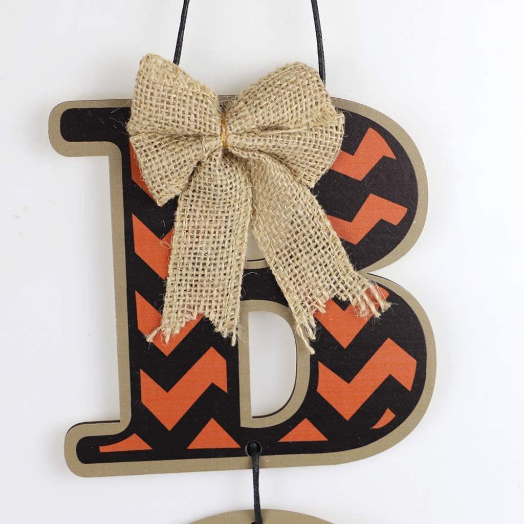 Fall Season Cozy Style Halloween Door Sign Indoor Home Wood Decoration Boo Word Sign Wall Hanging Decor