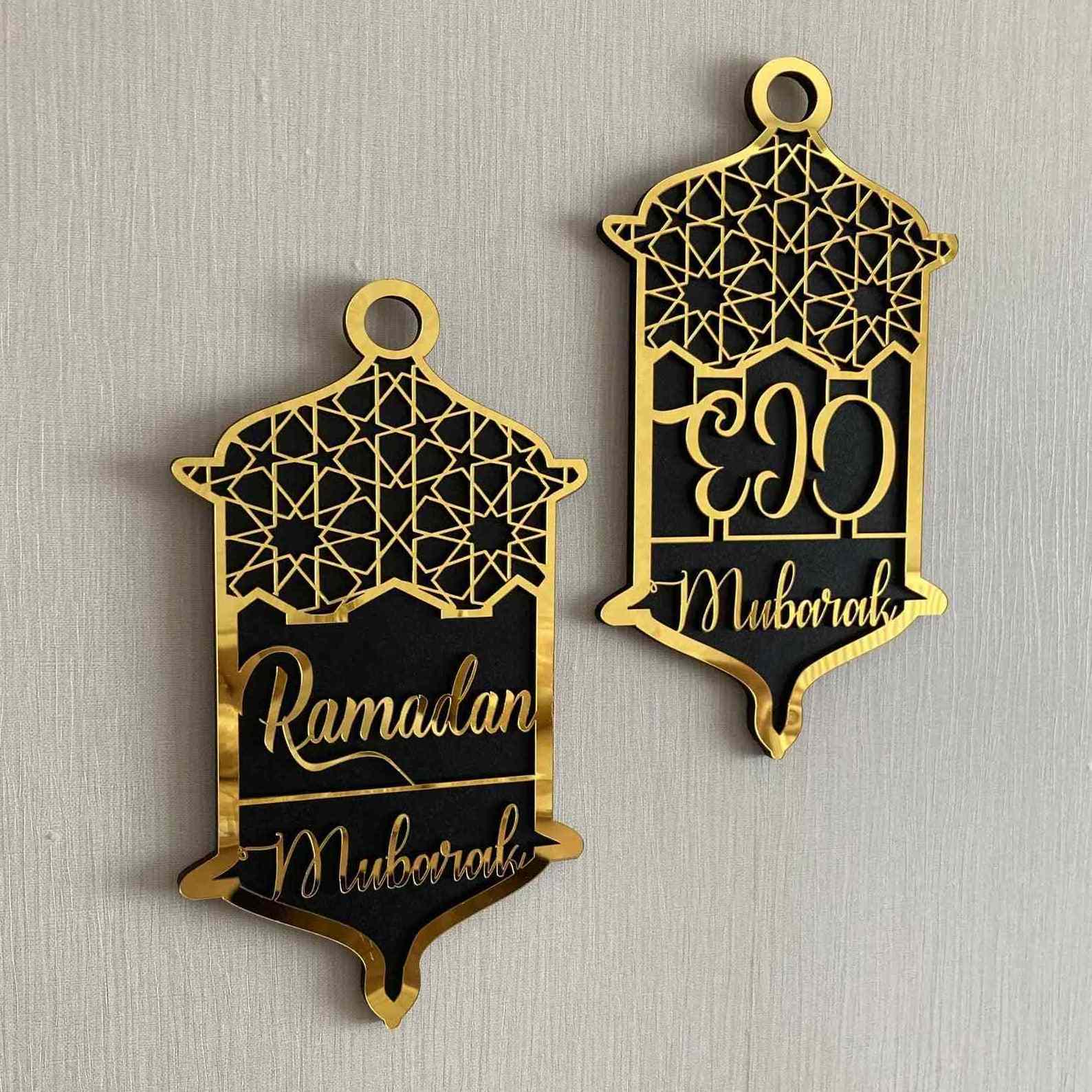 New Trending Muslim Decoration Islamic Wall Art Ramadan Mubarak Eid Mubarak Sign Wooden Acrylic Wall Decor Eid Decoration