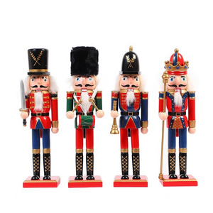 2024 Wooden Christmas Nutcracker Soldier Doll Painted Klutz Nutcrackers for Home Christmas Decoration Gift