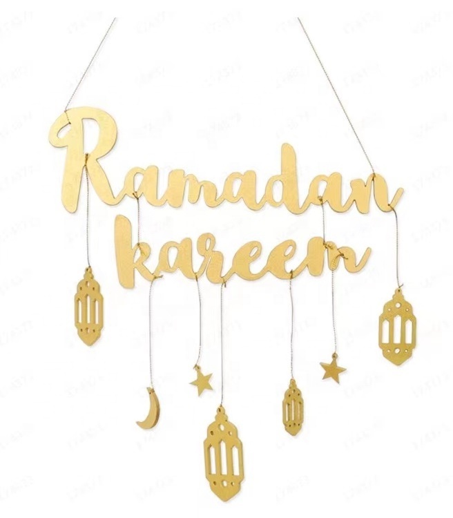 Diy Ramadan Decoration Eid Mubarak Letter Wall Hanging Decoration Living Room Background Wall Star Moon Decoration