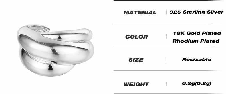 ICEBELA 925 sterling silver custom adjustable ring chunky ring minimalist jewelry 18k gold plated jewelry women rings for girls