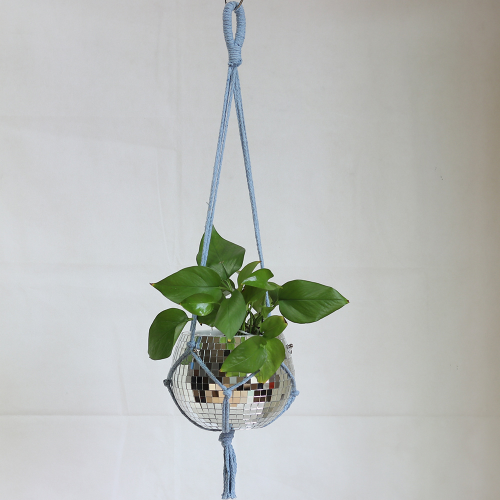 ICEBLUE HD Macrame Hanging Planter Mirror Disco Ball 6