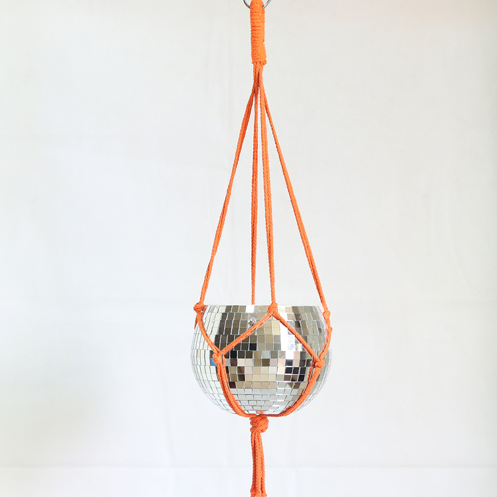 ICEBLUE HD Macrame Hanging Planter Mirror Disco Ball 6