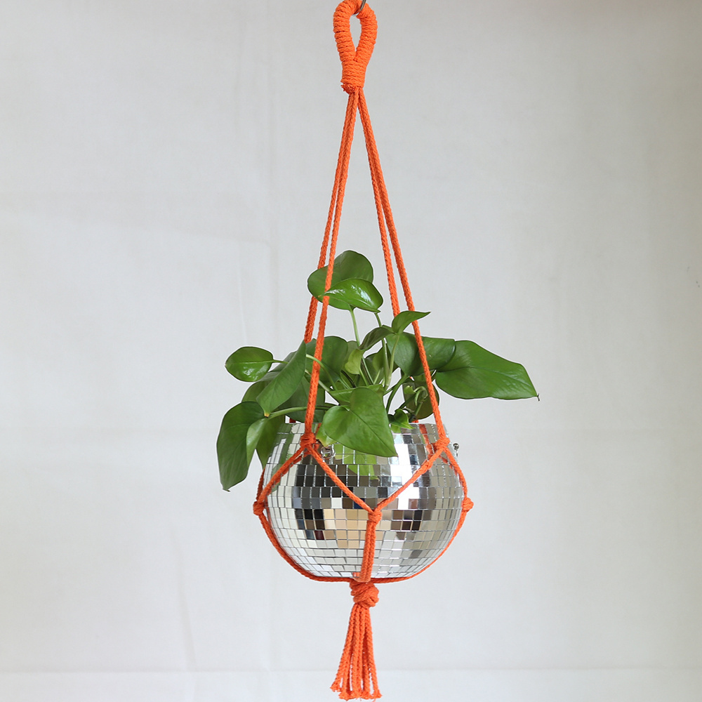 ICEBLUE HD Macrame Hanging Planter Mirror Disco Ball 6